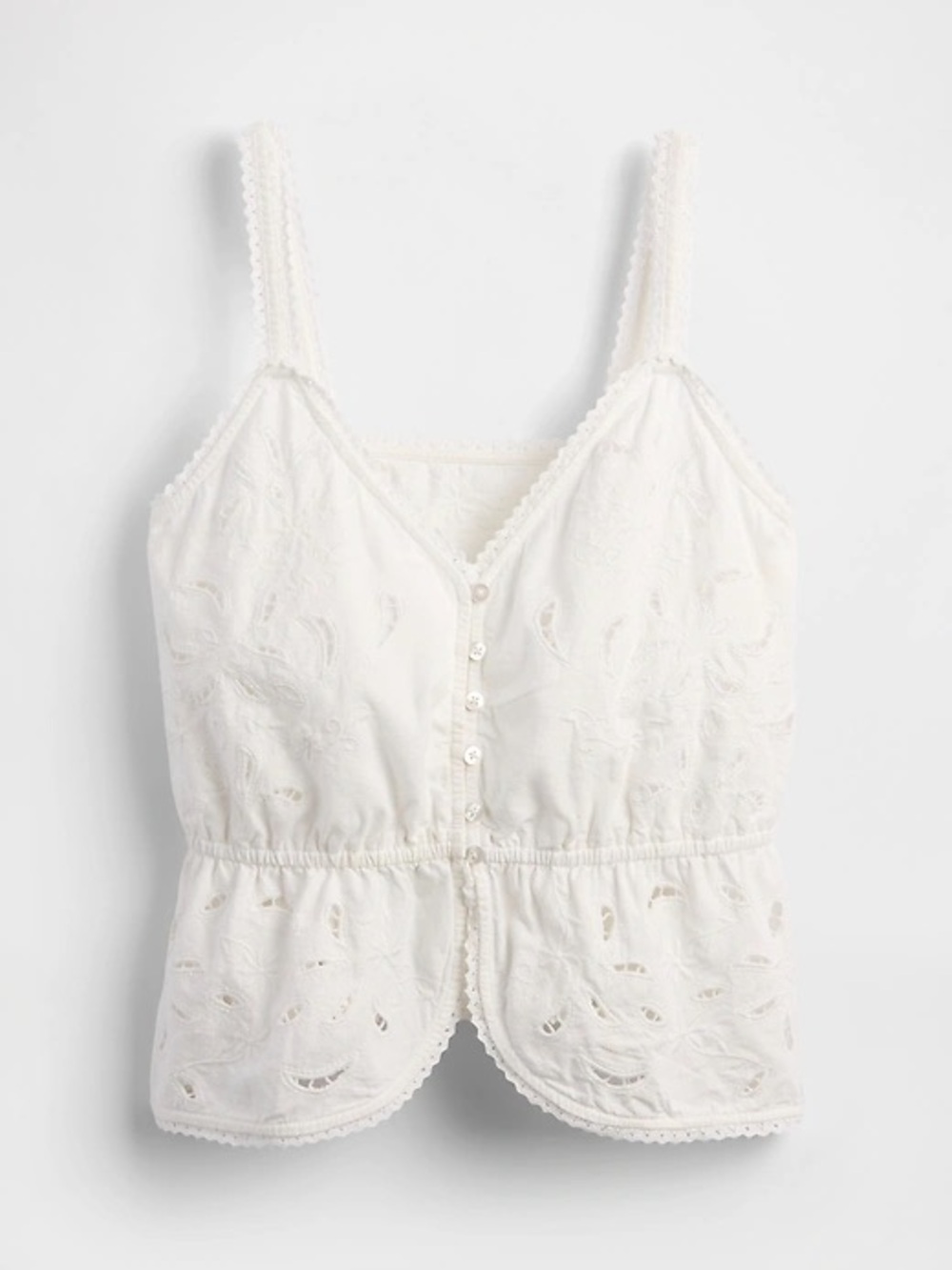 GAP Linen-Blend Eyelet Peplum Top